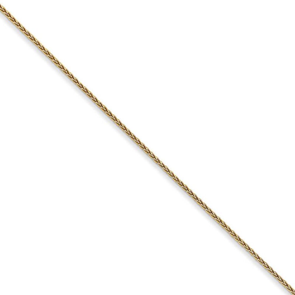 0.65mm 14k Yellow Gold D/C Spiga Chain Spring Ring Necklace, 18 Inch